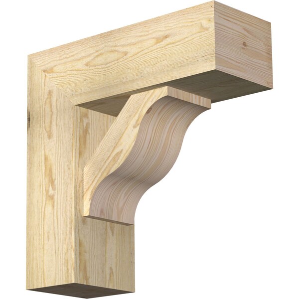 Ekena Millwork Funston Block Rough Sawn Bracket w/ Offset Brace, Douglas Fir, 8"W x 22"D x 22"H BKT0806X22X22FST05RDF - main
